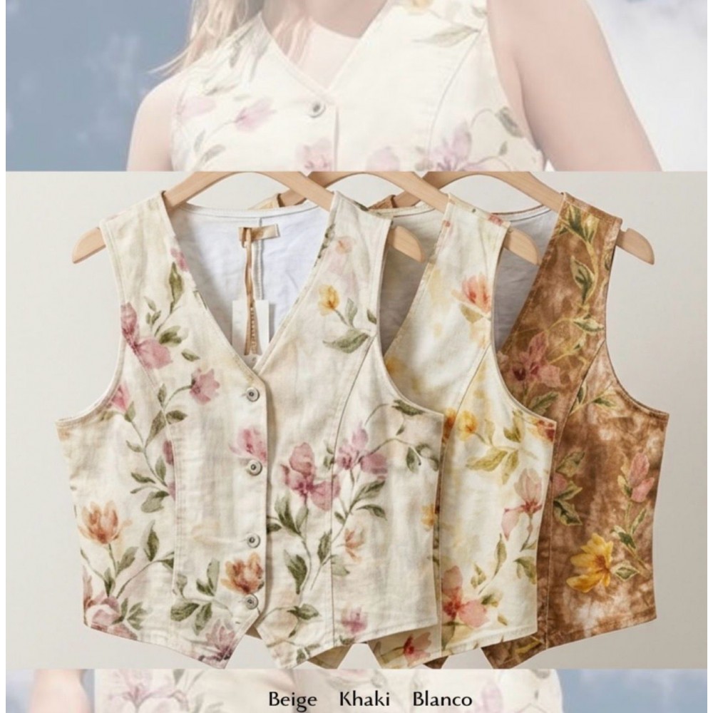 Chaleco Floral Denim